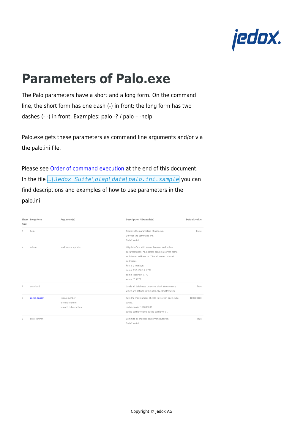 Parameters of Palo.Exe