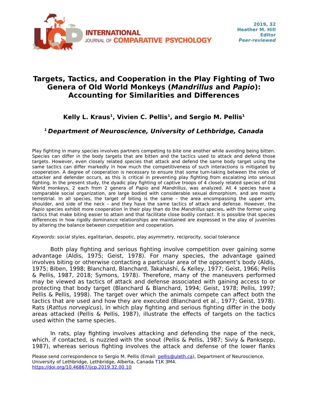 Targets, Tactics, and Cooperation in the Play Fighting of Two Genera of Old World Monkeys (Mandrillus and Papio): Accounting for Similarities and Differences