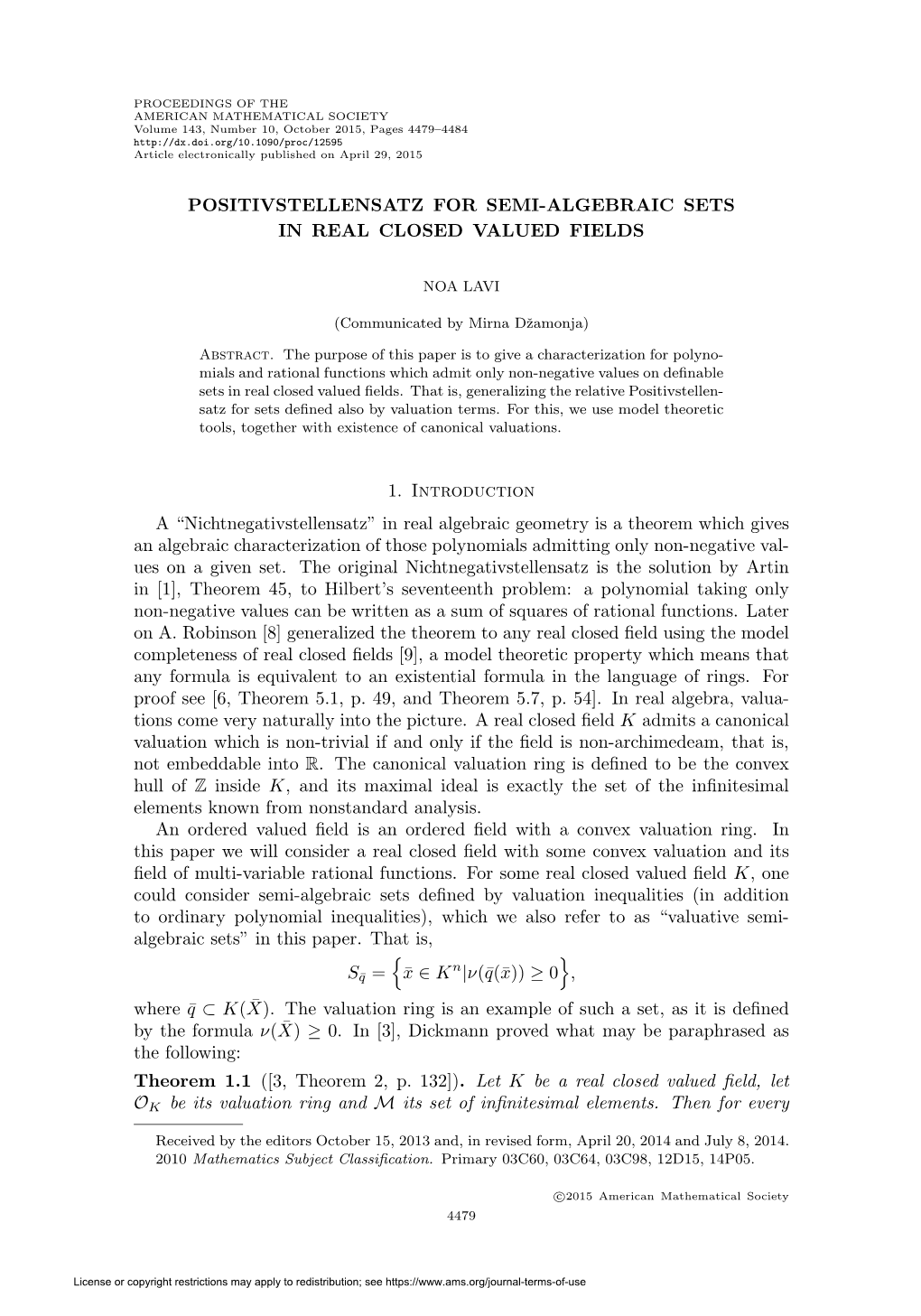 Positivstellensatz for Semi-Algebraic Sets in Real Closed Valued Fields