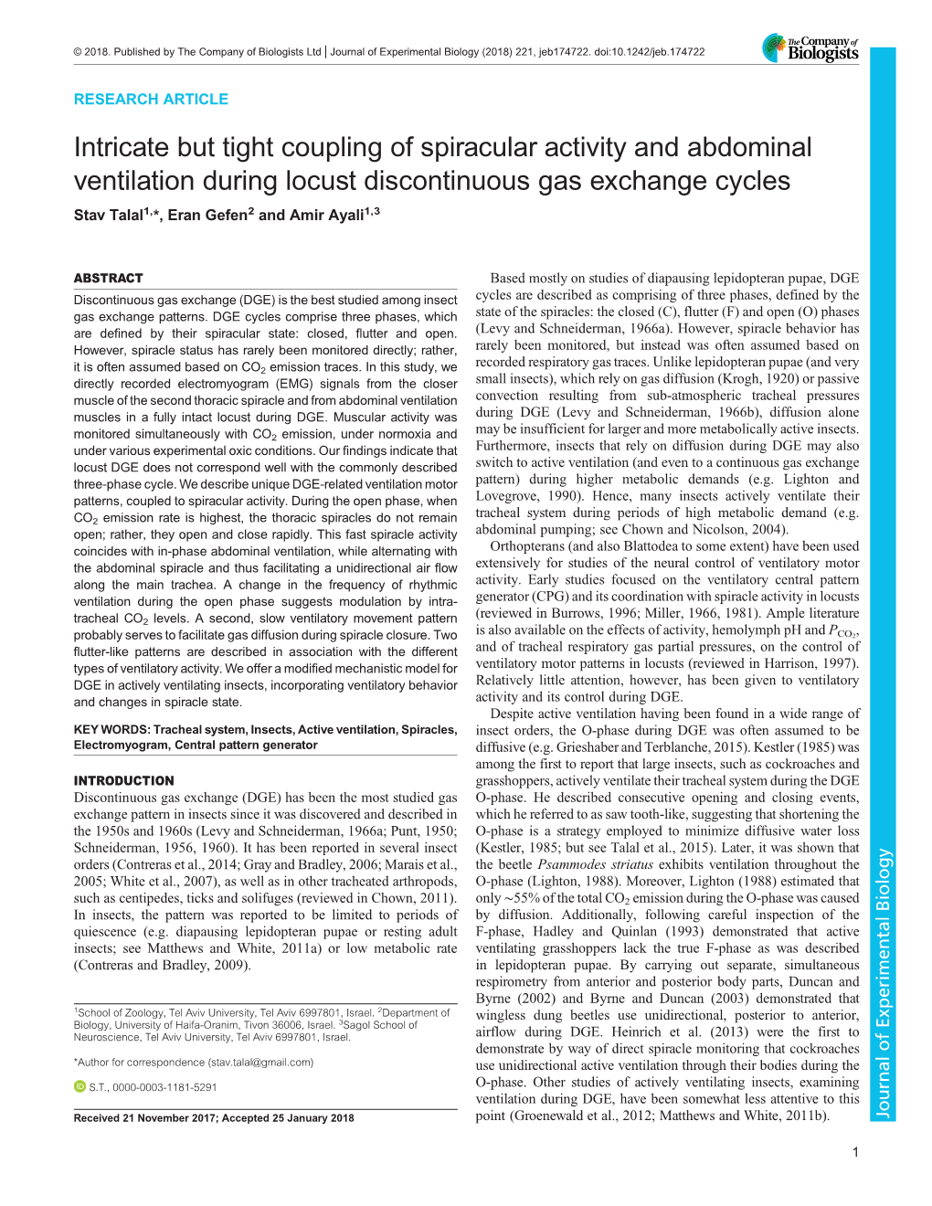 Intricate but Tight Coupling of Spiracular Activity and Abdominal Ventilation During Locust Discontinuous Gas Exchange Cycles