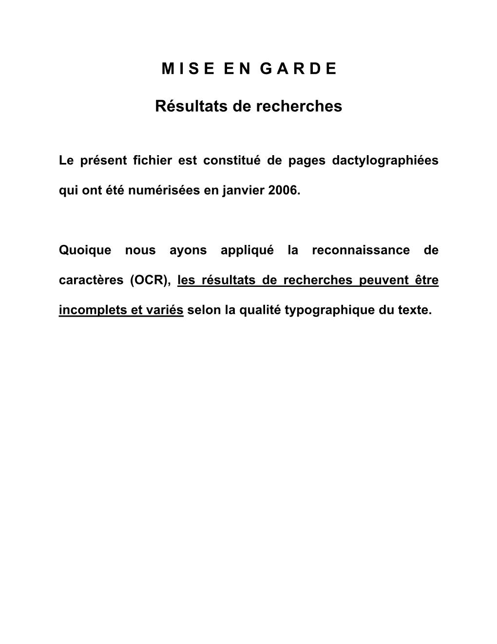 MISEENGARDE Résultats De Recherches