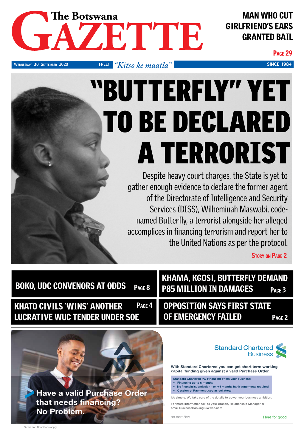 Botswana Gazette Wednesday 30 September 2020 Man Who Cputage 1 Girlfriend’S Ears Granted Bail