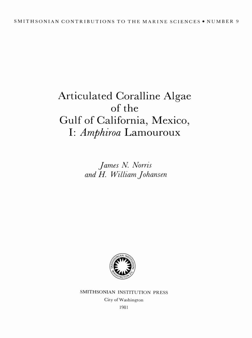 Articulated Coralline Algae of the Gulf of California, Mexico, I: Amphiroa Lamouroux