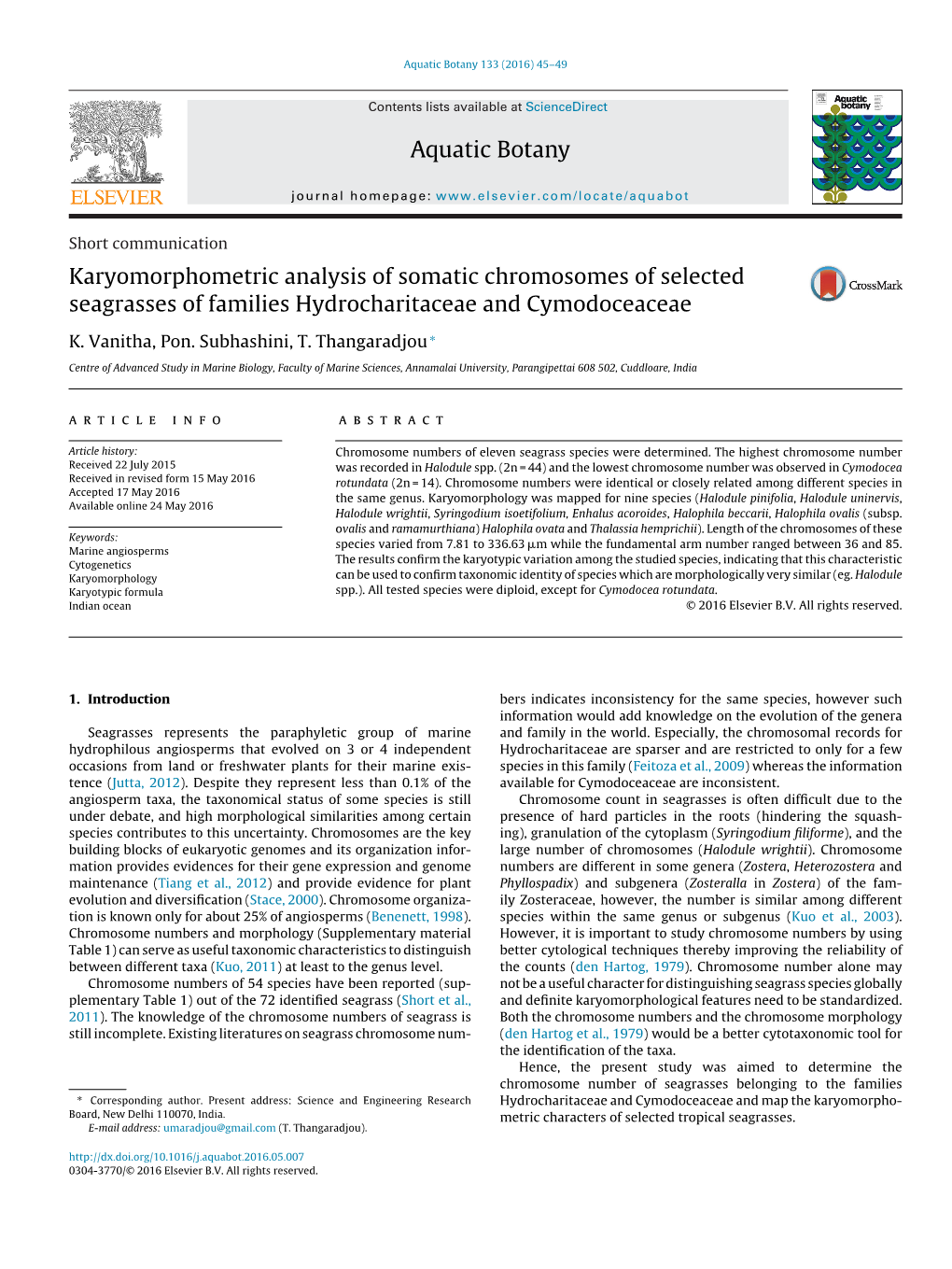 Karyomorphometric Analysis of Somatic Chromosomes of Selected