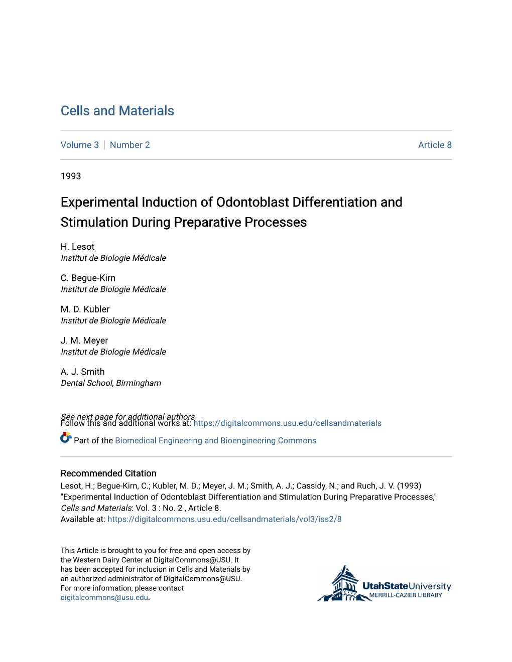 Experimental Induction of Odontoblast Differentiation and Stimulation During Preparative Processes