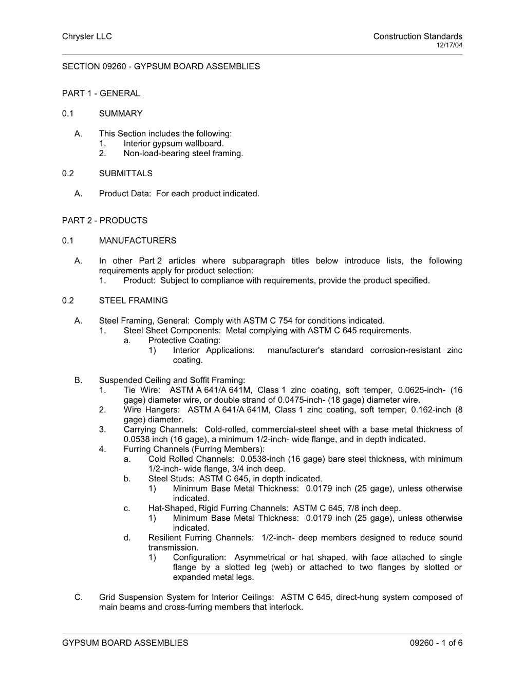 Chrysler LLC Construction Standards s4