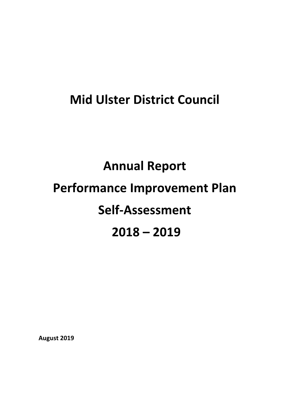 Mid Ulster District Council Annual Report Performance Improvement