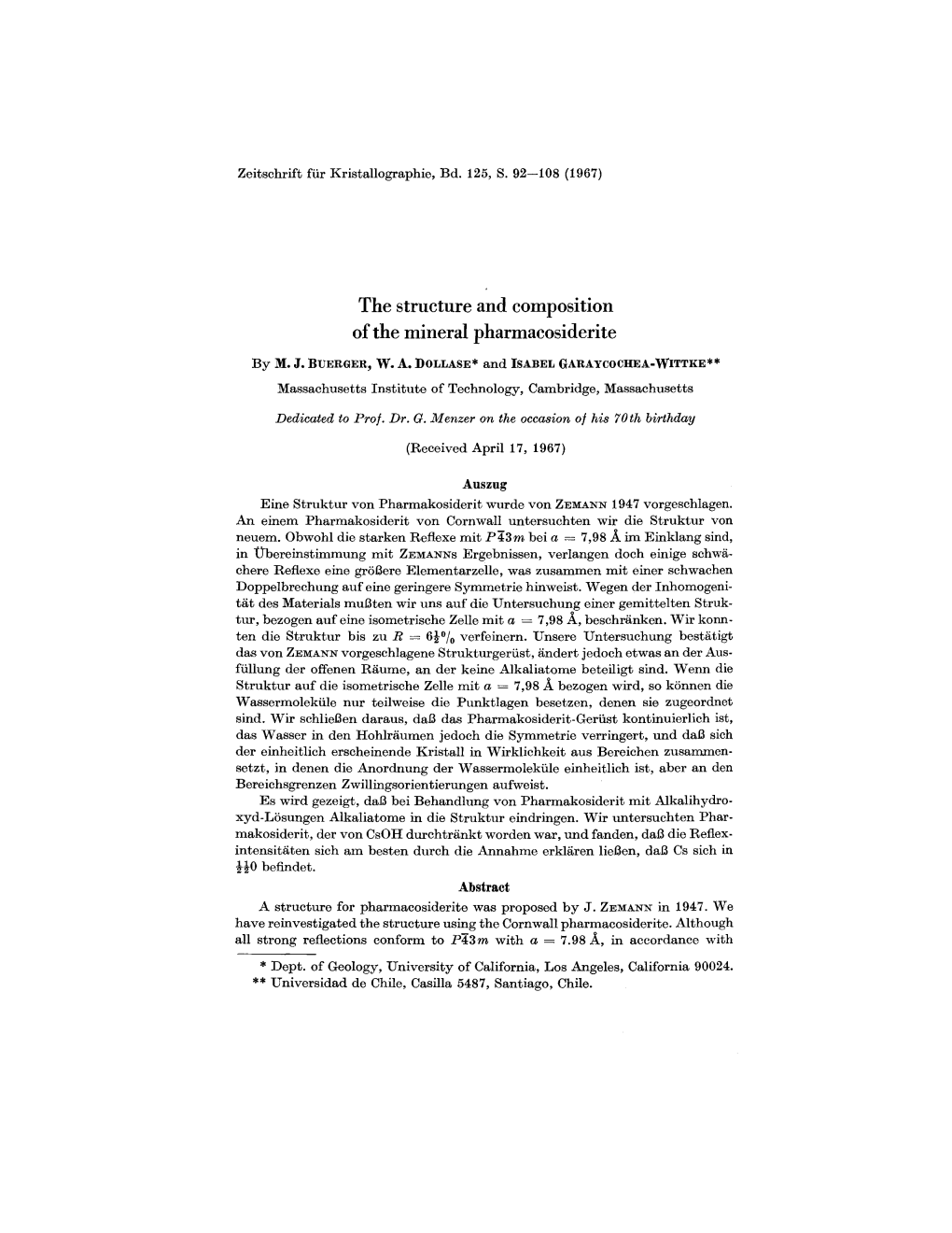 The Structure and Composition of the Mineral Pharmacosiderite