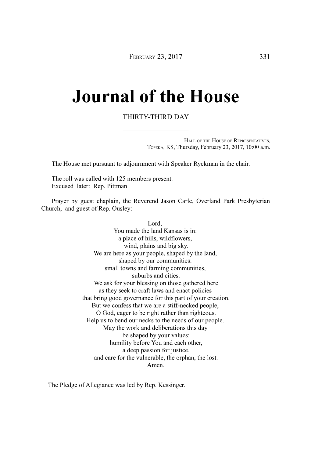 Journal of the House