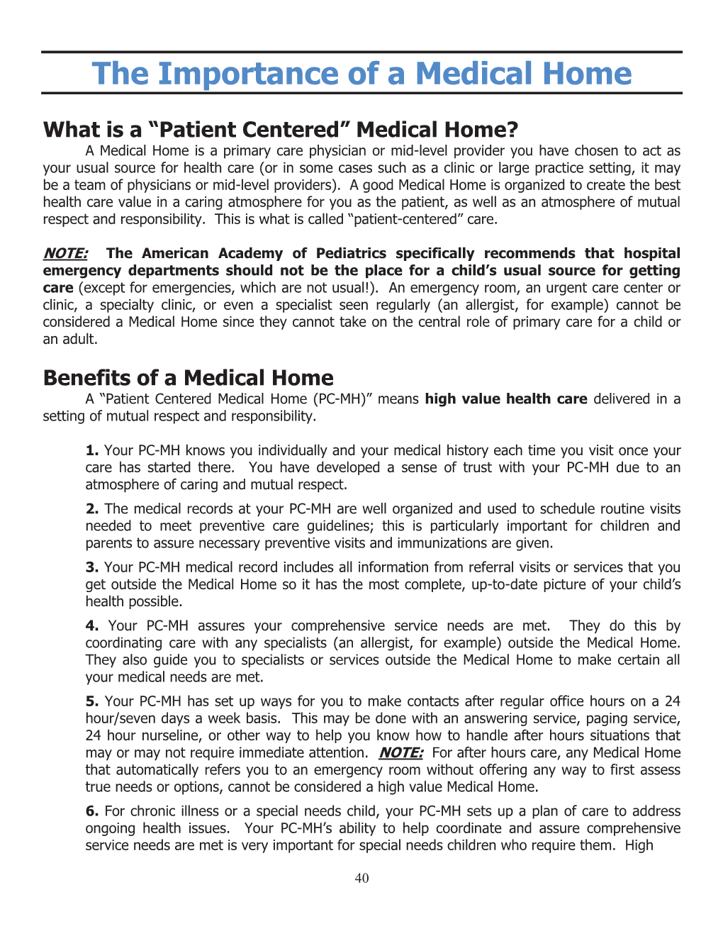 The Importance of a Medical Home
