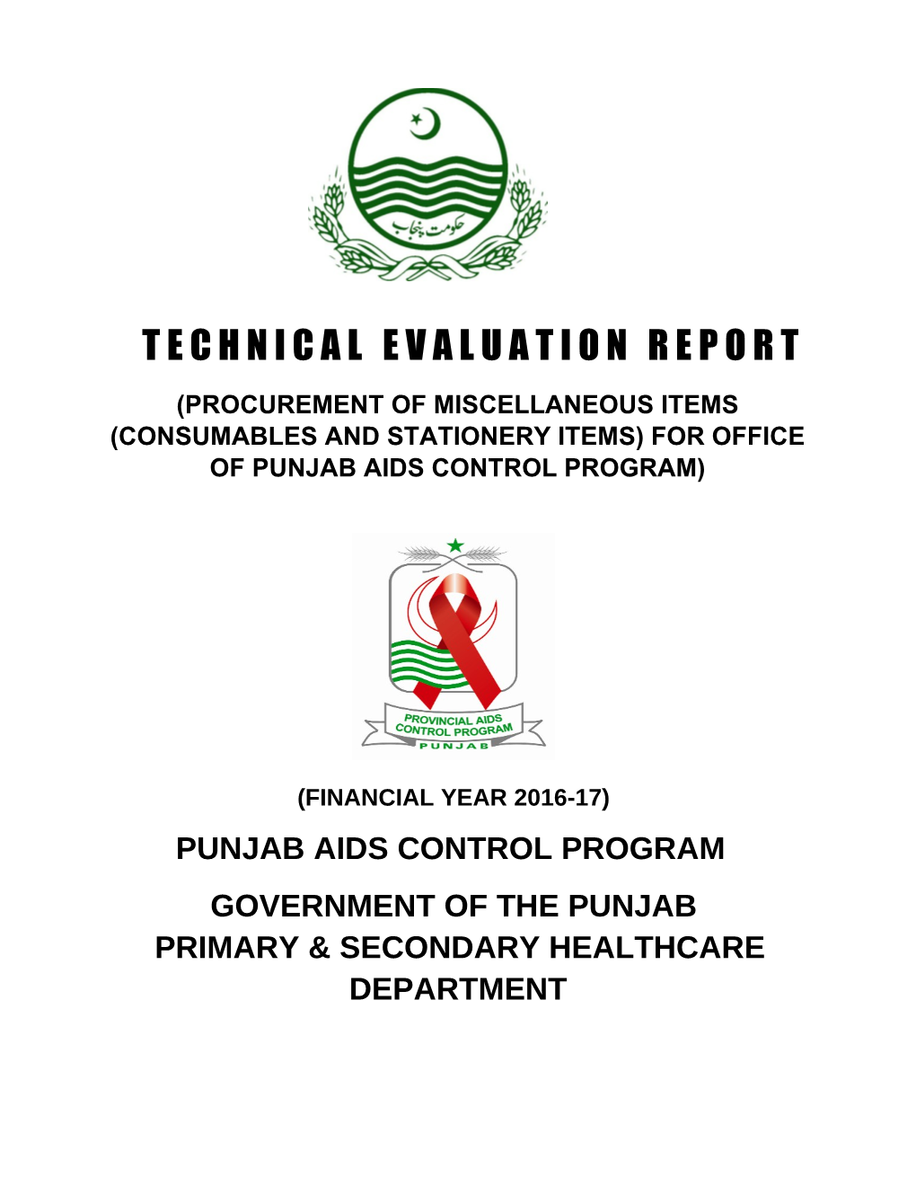 (Procurement of Miscellaneous Items (Consumables and Stationery Items) for Office of Punjab