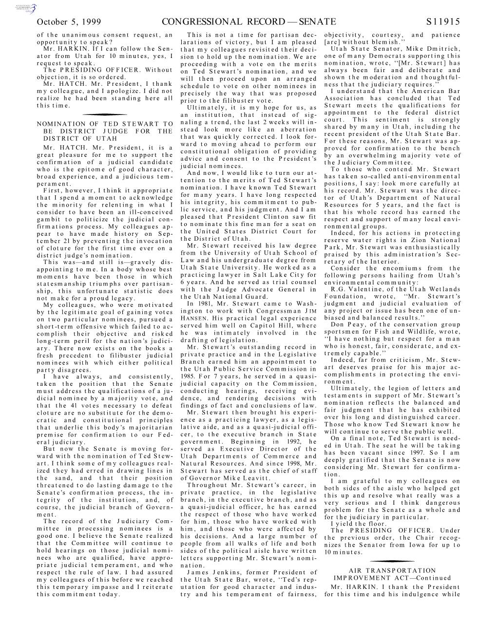 Congressional Record—Senate S11915