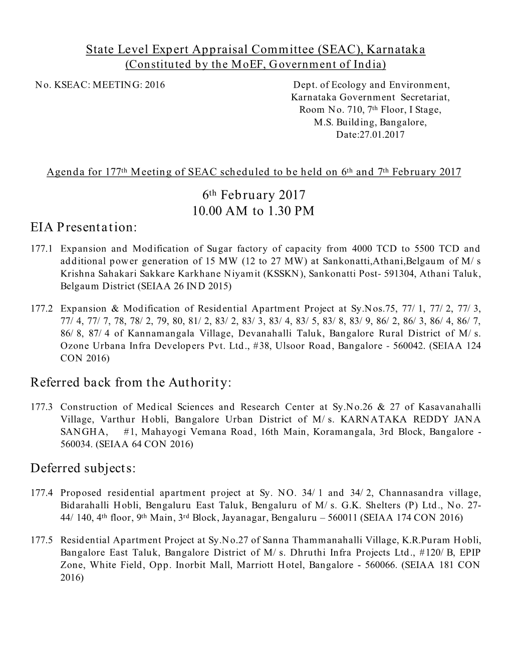 Karnataka (Constituted by the Moef, Government of India)