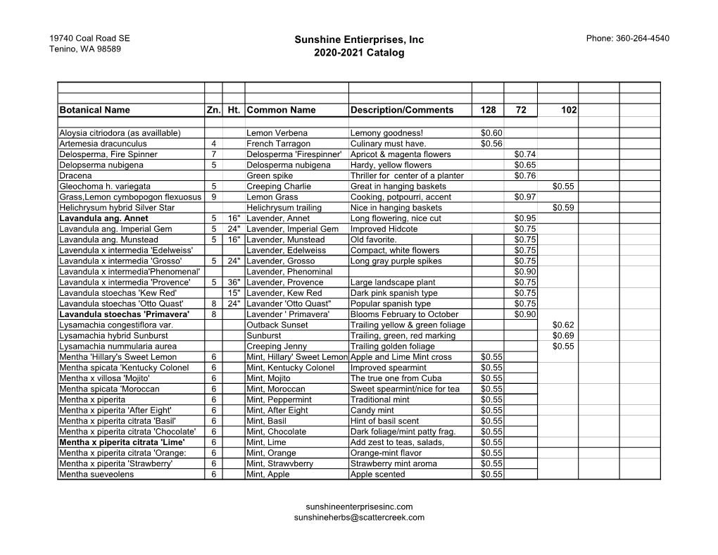 Sunshine2020-2021 Catalog