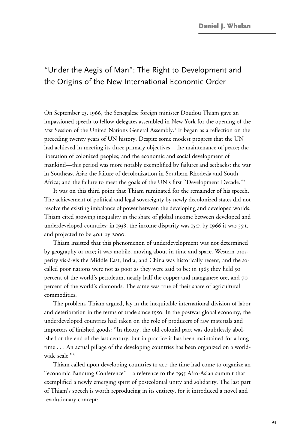 The Right to Development and the Origins of the New International Economic Order