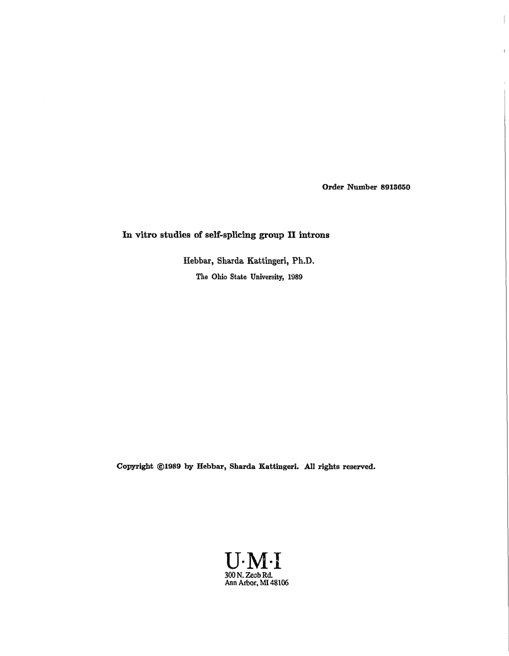 In Vitro Studies of Self-Splicing Group II Introns