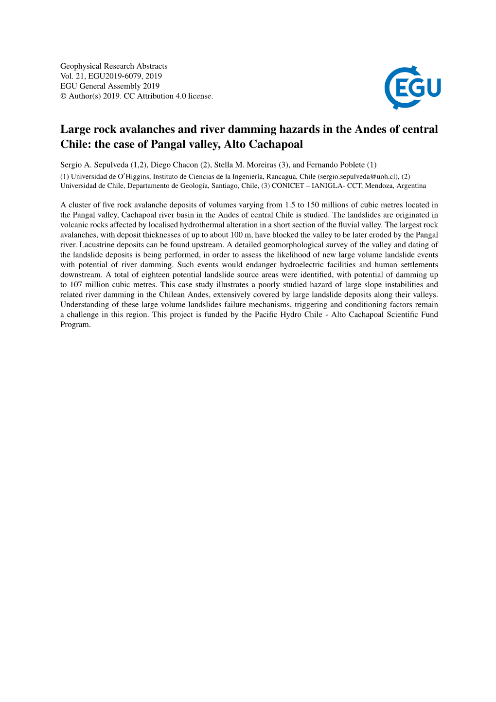 Large Rock Avalanches and River Damming Hazards in the Andes of Central Chile: the Case of Pangal Valley, Alto Cachapoal