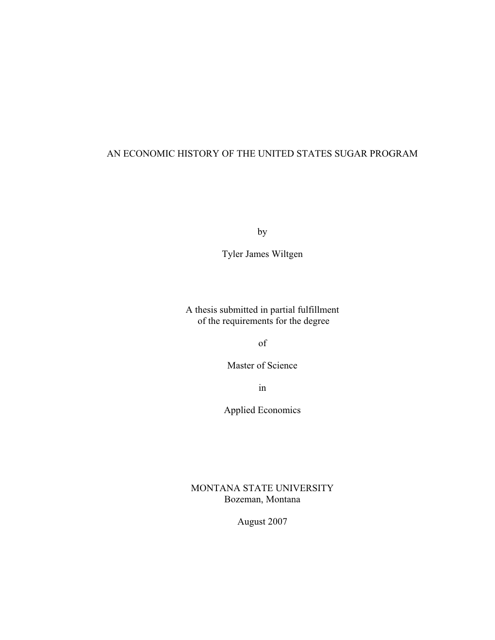 An Economic History of the United States Sugar Program