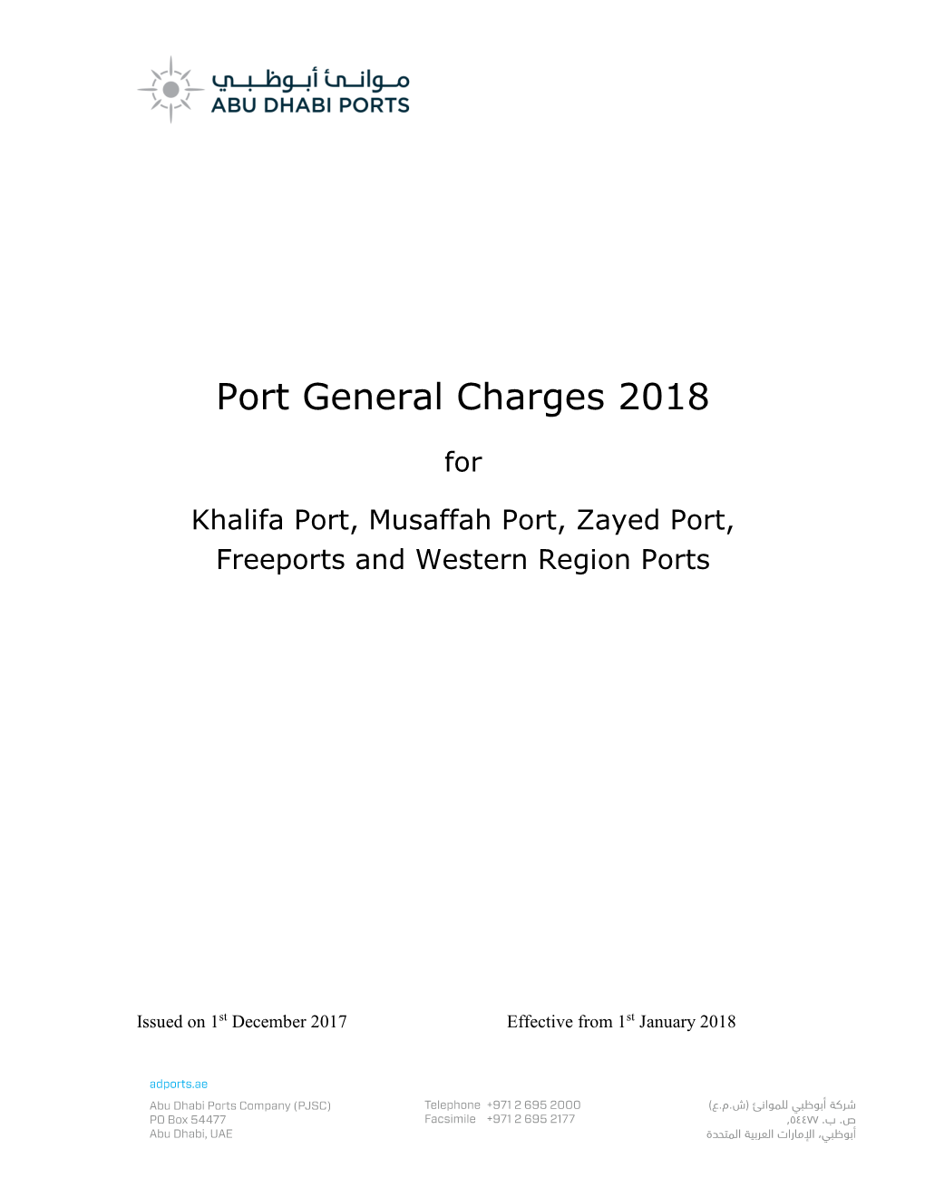 Port General Charges 2018