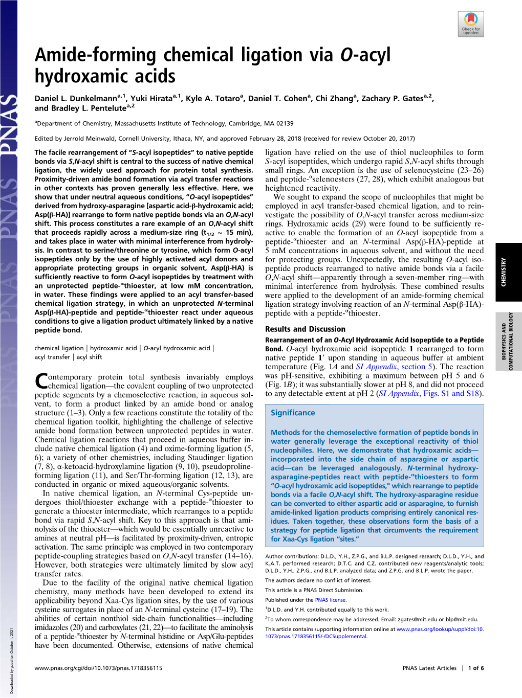 Amide-Forming Chemical Ligation Via O-Acyl Hydroxamic Acids