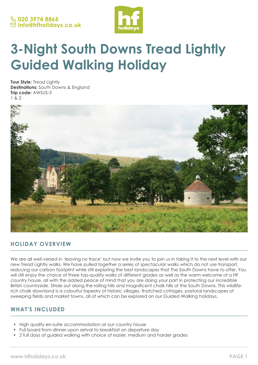 3-Night South Downs Tread Lightly Guided Walking Holiday