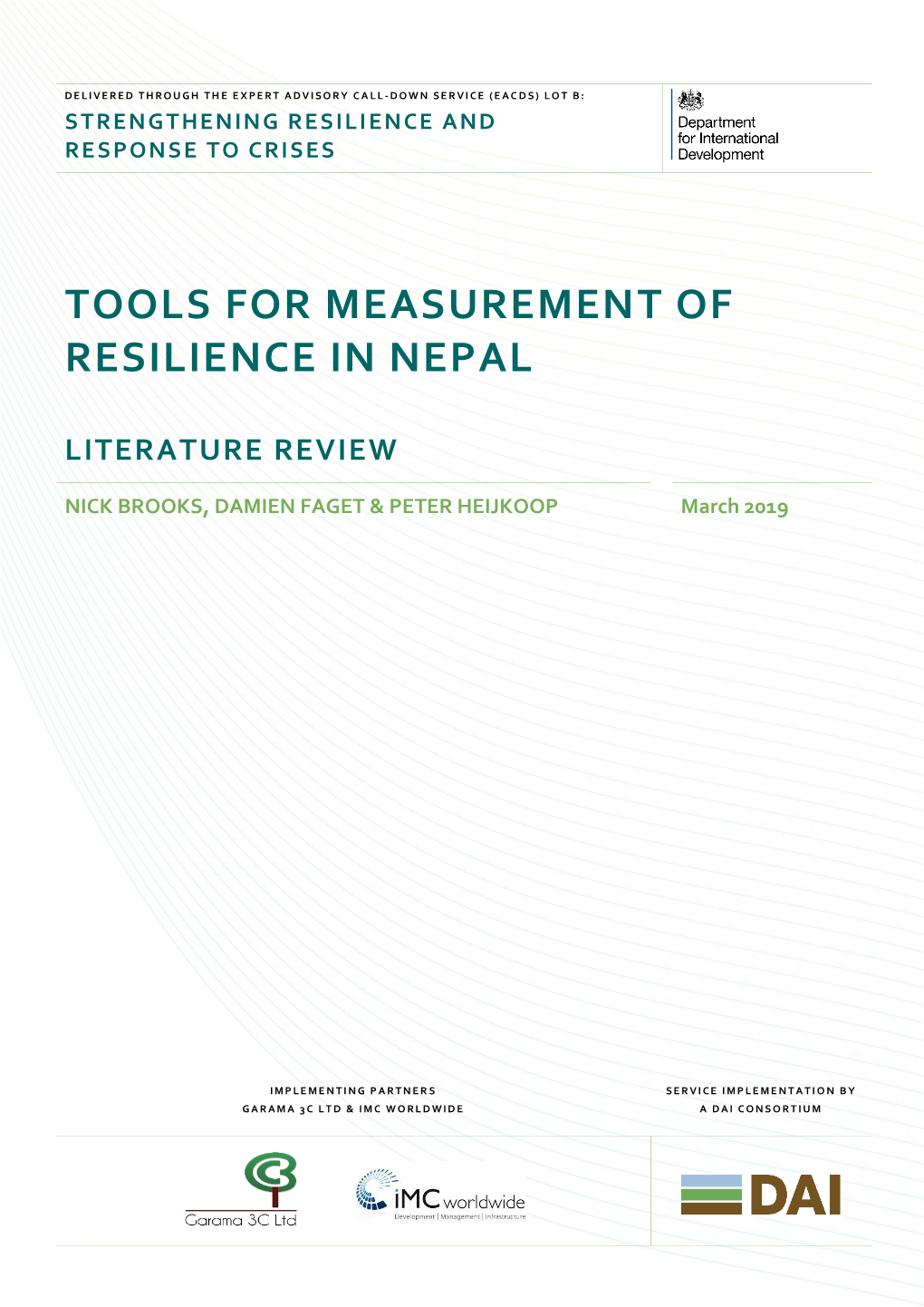 Tools for Measurement of Resilience in Nepal