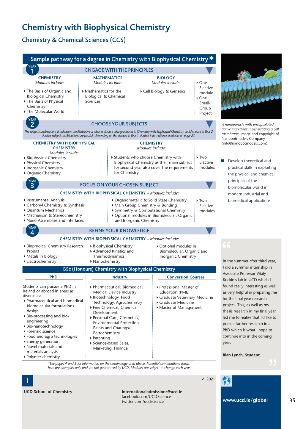 Chemistry with Biophysical Chemistry Chemistry & Chemical Sciences (CCS)