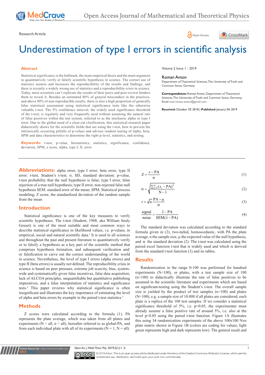 Underestimation of Type I Errors in Scientific Analysis