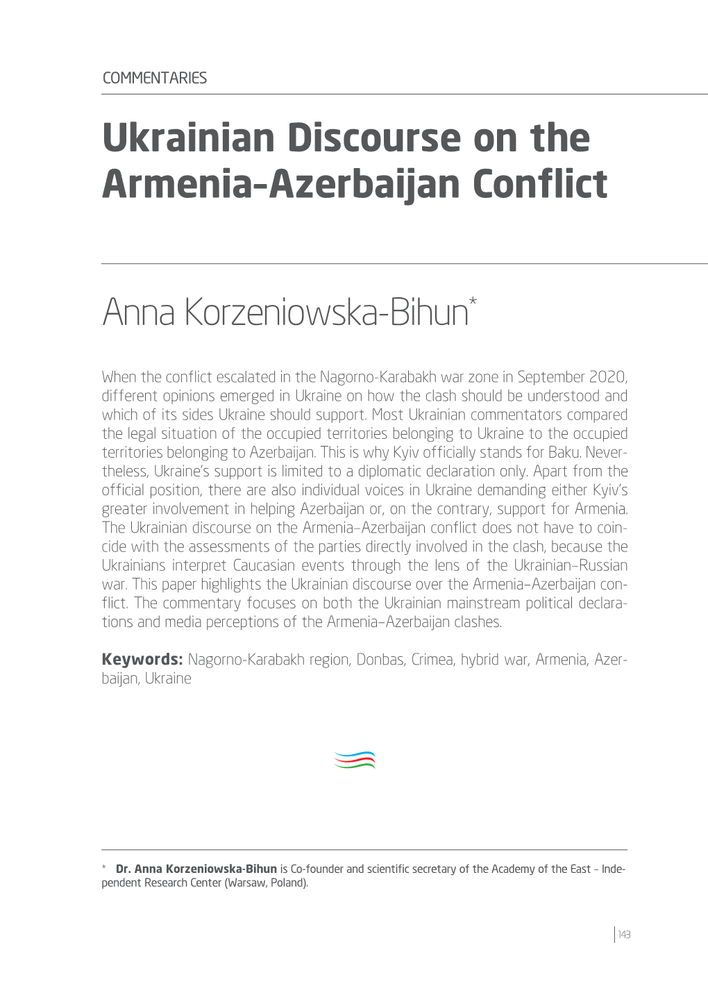 Ukrainian Discourse on the Armenia–Azerbaijan Conflict