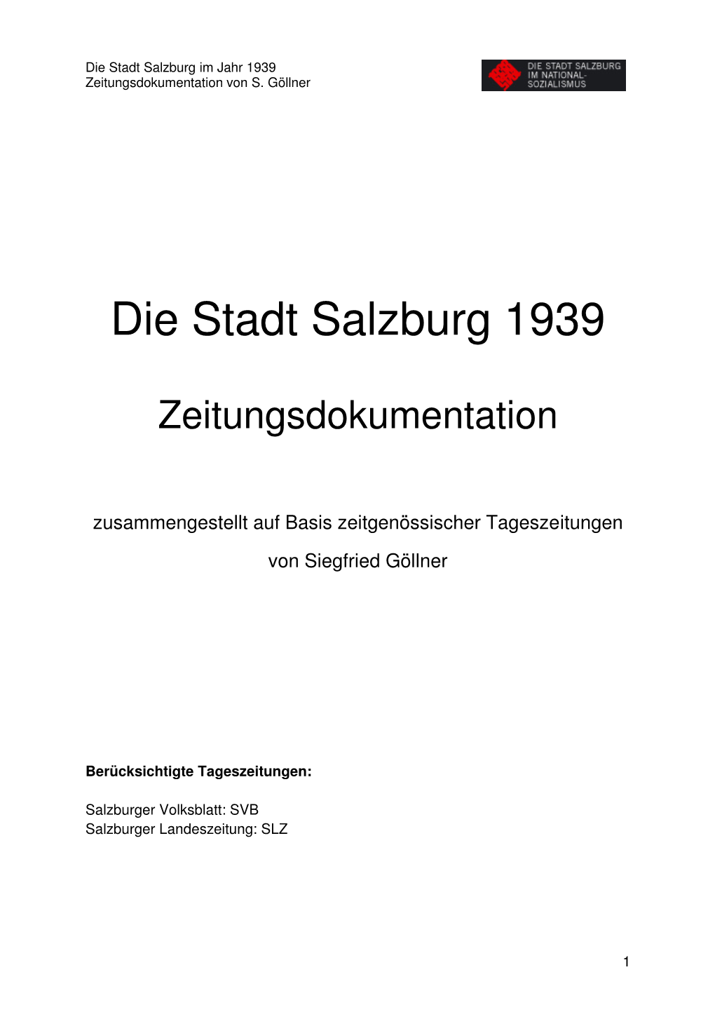 Die Stadt Salzburg 1939