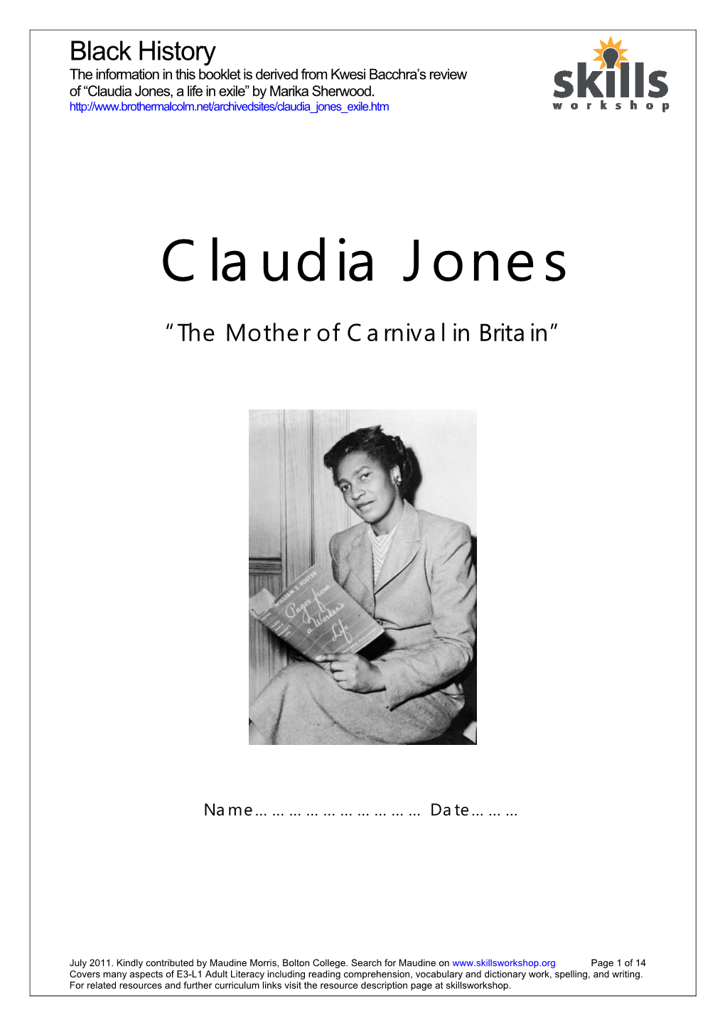 Claudia Jones Black History Month