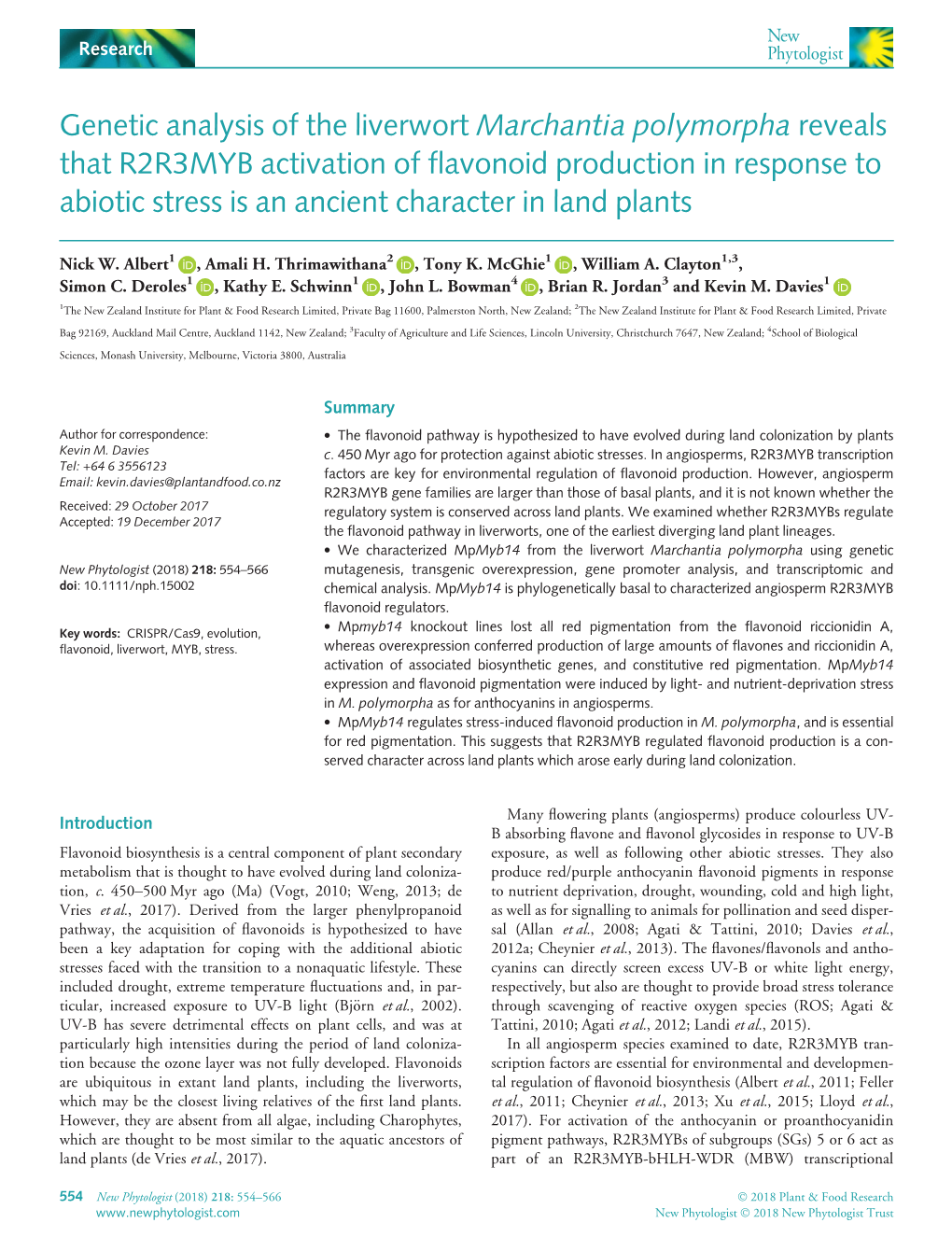 Genetic Analysis of the Liverwort Marchantia Polymorpha Reveals That