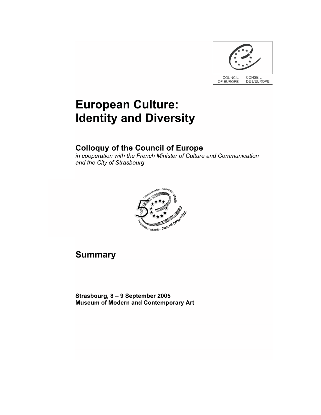 European Culture: Identity and Diversity