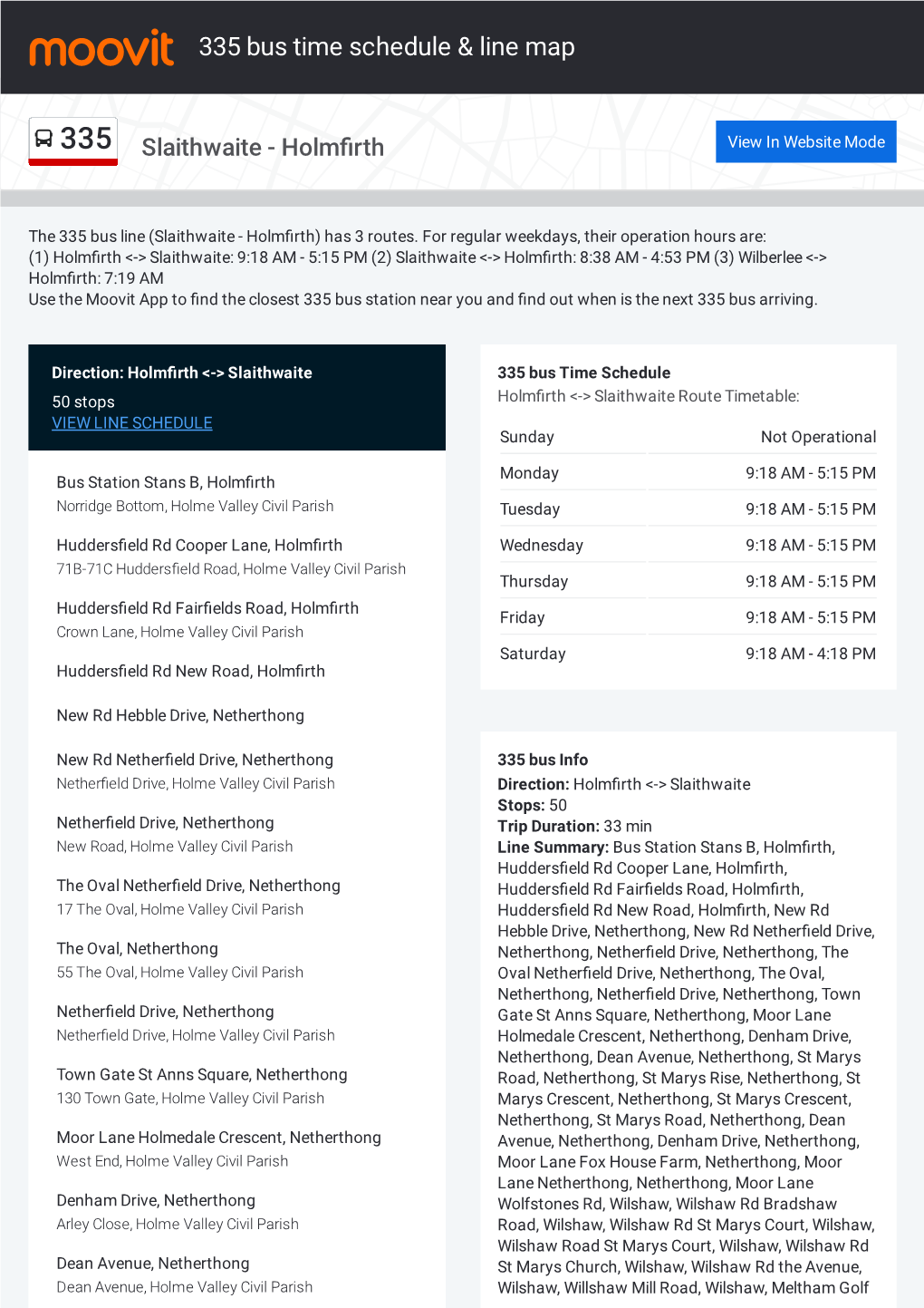 335 Bus Time Schedule & Line Route