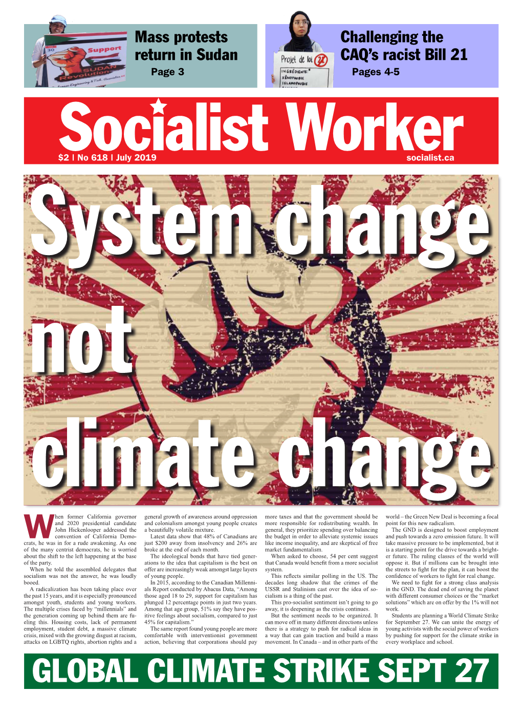 July 2019 Socialist.Ca System Change Not Climate Change