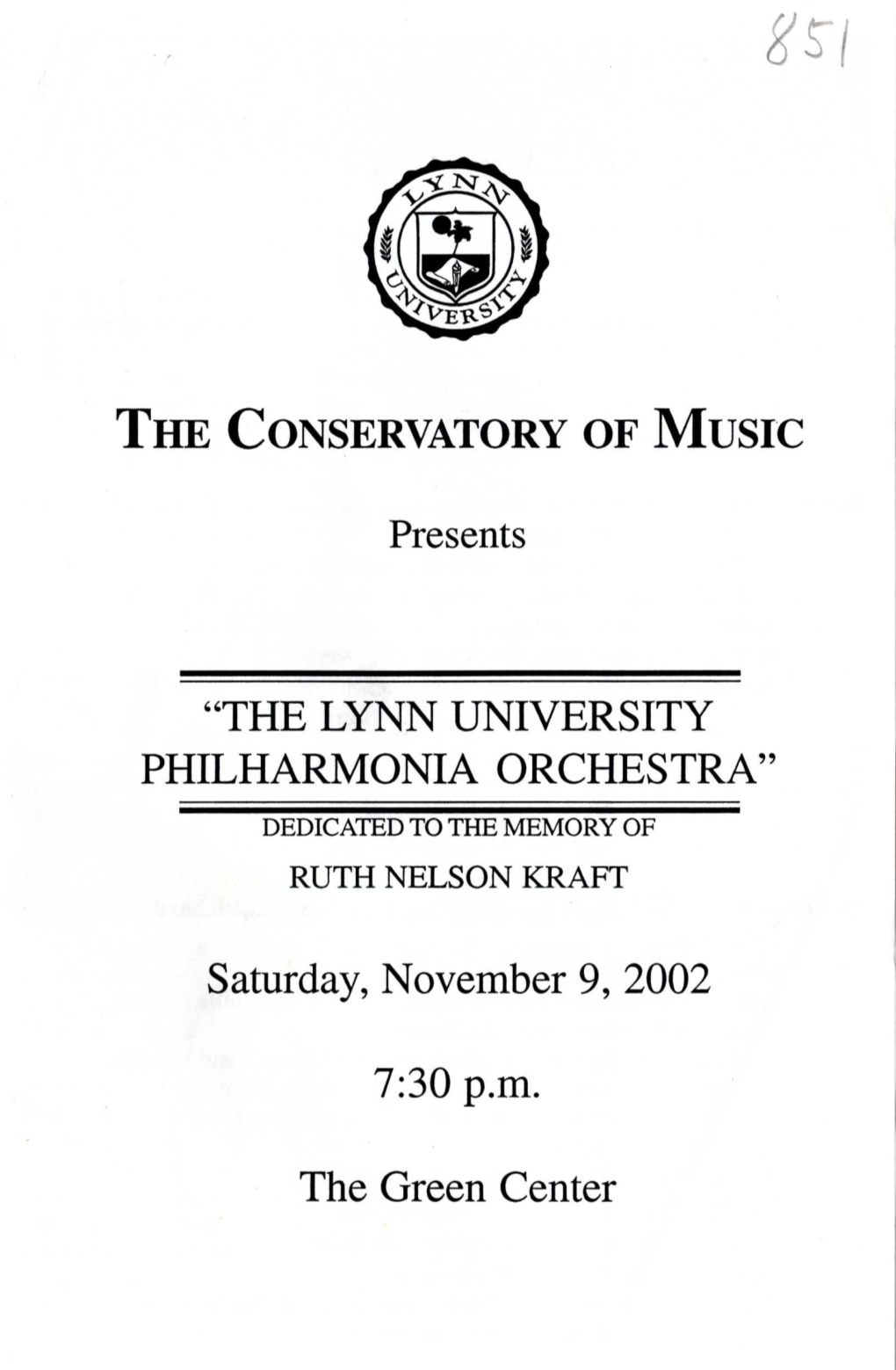 2002-2003 the Lynn University Philharmonia Orchestra