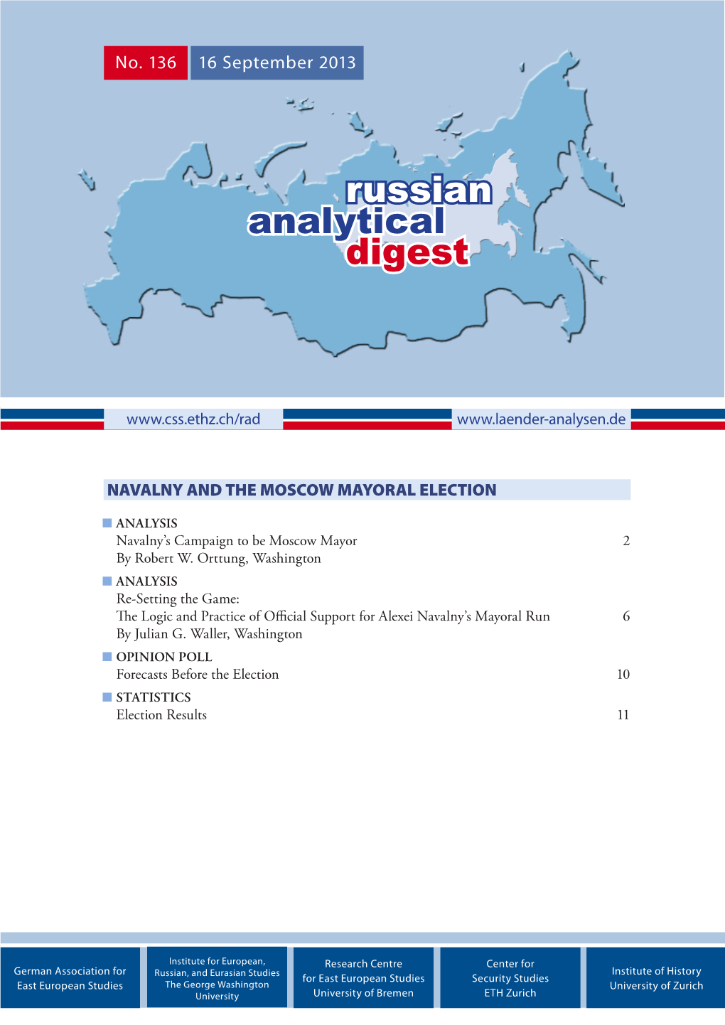Russian Analytical Digest No 136: Navalny and the Moscow Mayoral