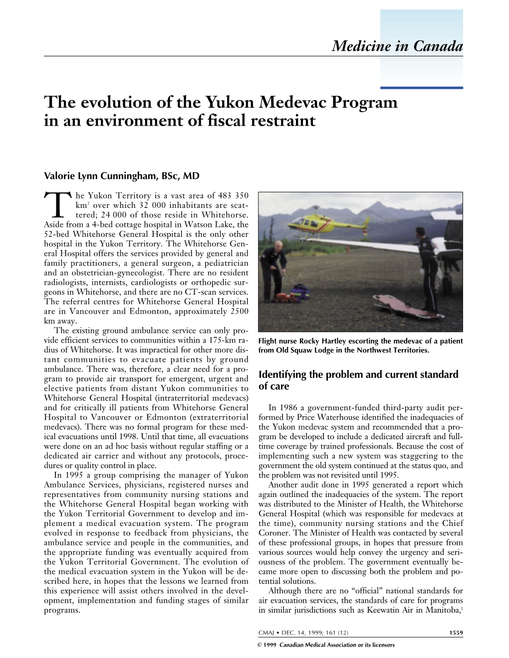 The Evolution of the Yukon Medevac Program in an Environment of Fiscal Restraint