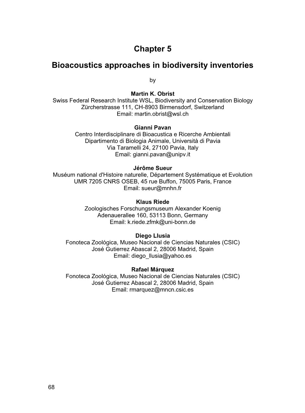 Chapter 5 Bioacoustics Approaches in Biodiversity Inventories