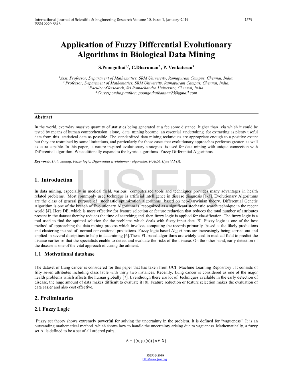 Application of Fuzzy Differential Evolutionary Algorithms in Biological Data Mining