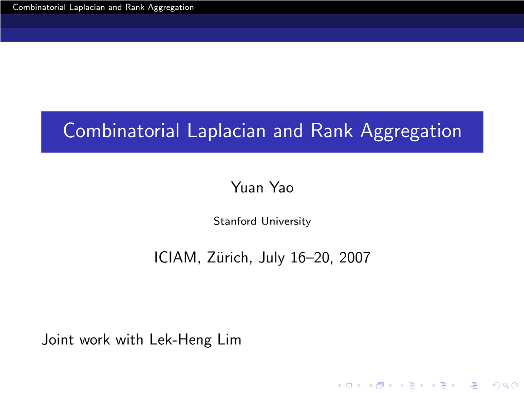 Combinatorial Laplacian and Rank Aggregation
