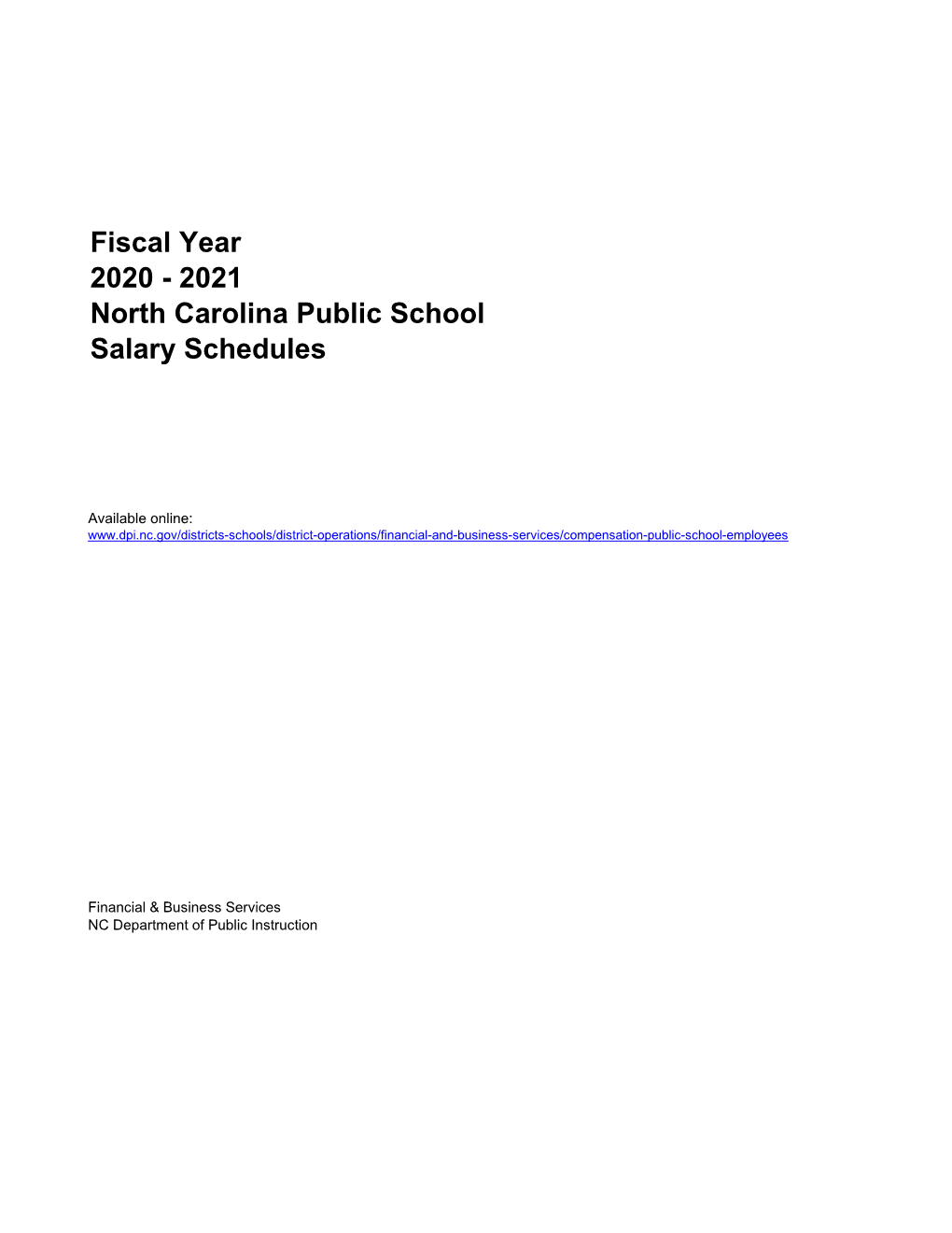 2021 North Carolina Public School Salary Schedules