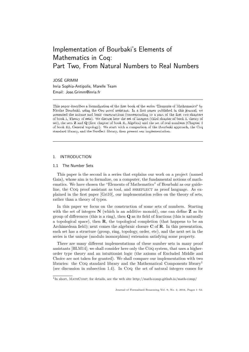 Implementation of Bourbaki's Elements of Mathematics in Coq