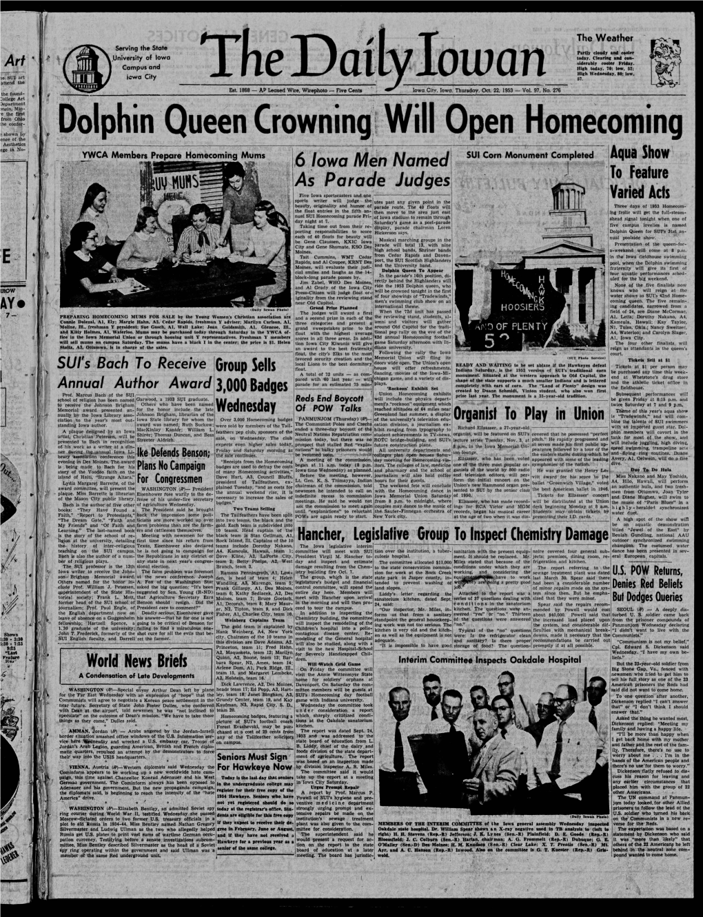 Daily Iowan (Iowa City, Iowa), 1953-10-22
