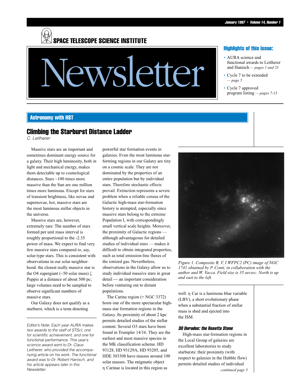 Stsci Newsletter: 1997 Volume 014 Issue 01