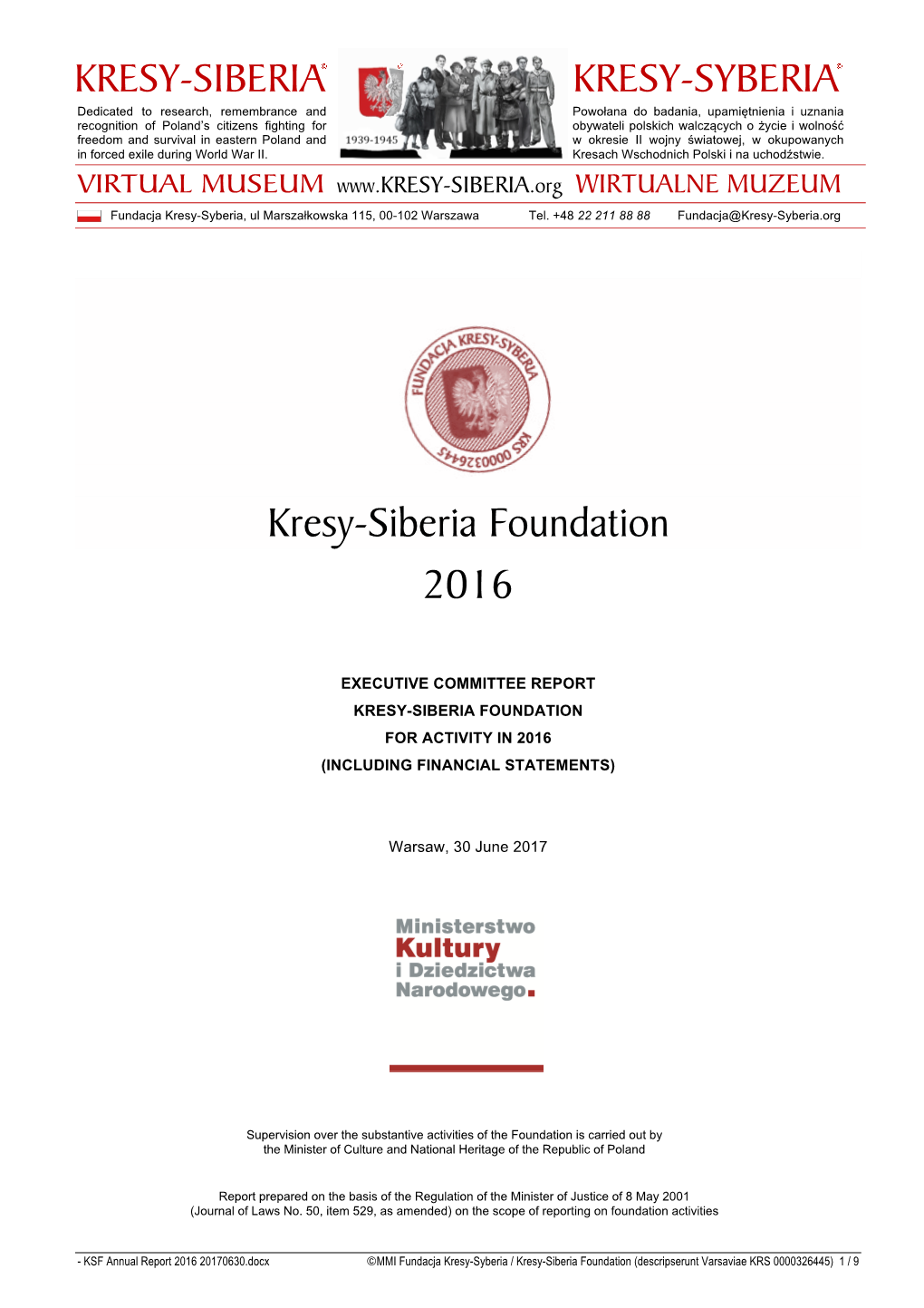 Kresy-Siberia Foundation 2016