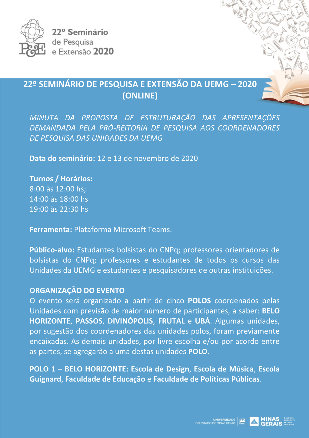 22º Seminário De Pesquisa E Extensão Da Uemg – 2020 (Online)