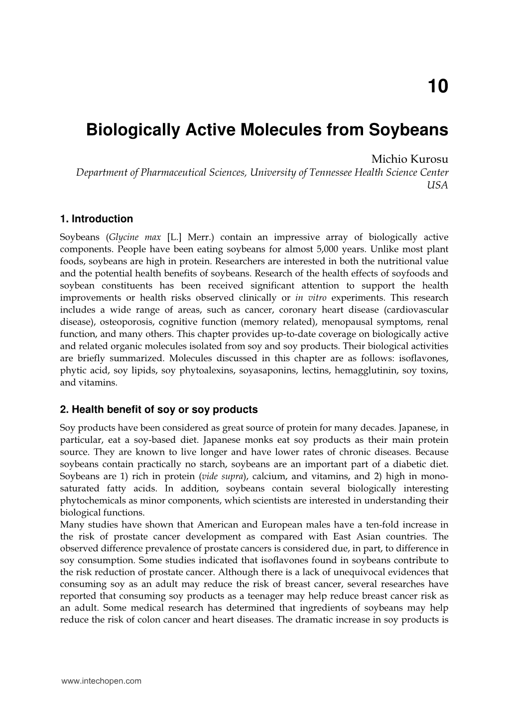 Biologically Active Molecules from Soybeans