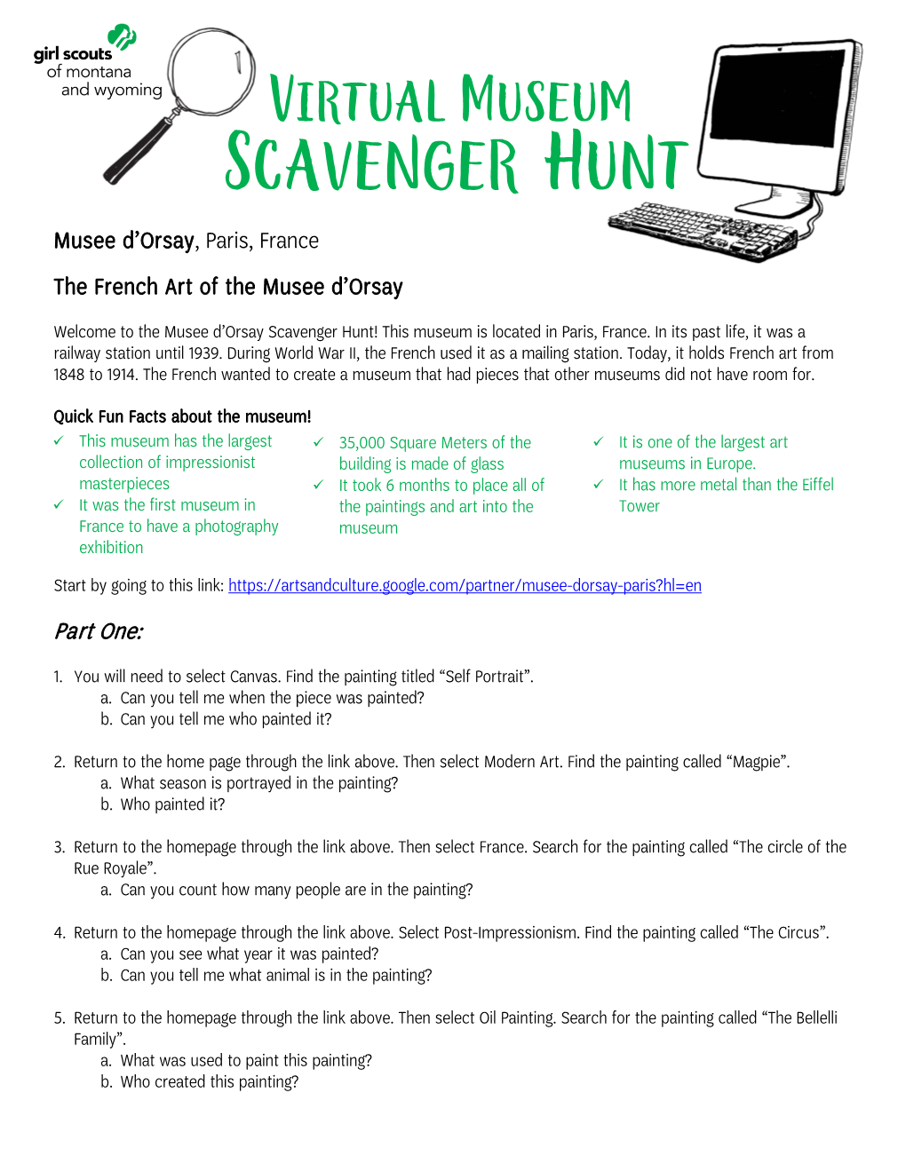 Virtual Museum Scavenger Hunt