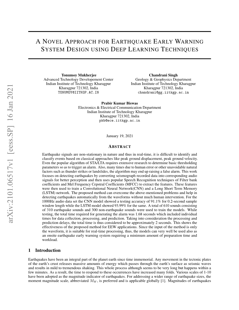 Arxiv:2101.06517V1 [Eess.SP] 16 Jan 2021 Prediction Delays, the Total Time Is Thus Considered to Be Approximately 2 Seconds